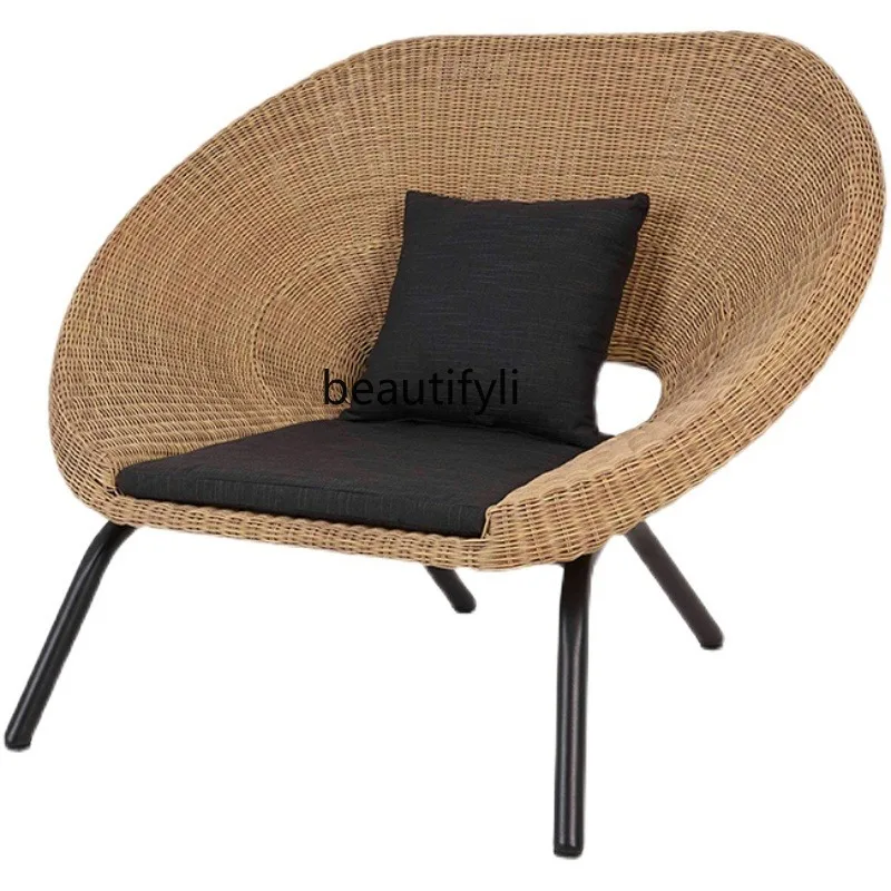 

Outdoor Rattan Chair Sofa Courtyard Balcony Coffee Table Three-Piece Outdoor Sunshine Room Villa Nordic Rattan Art Combination