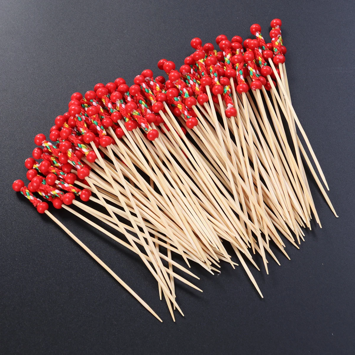 

Nuobesty Wooden Beaded Cocktail Picks Vintage Fruit Toothpicks Disposable Sandwich Party Supplies Skewers Wedding Birthday