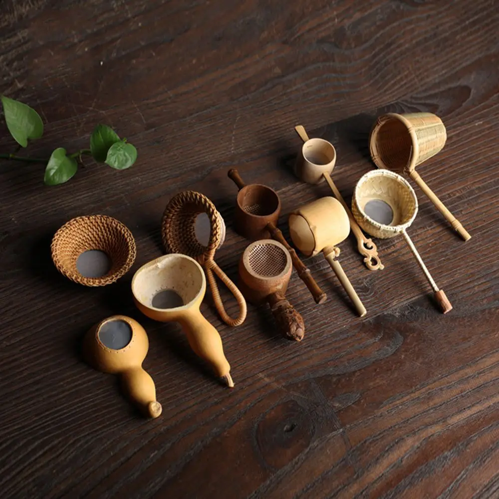 Tea Spoons 1Pc Japanese-style Natural Bamboo Rattan Tea Scoop Shovel Leaves Chooser Holder for Honey Coffee
