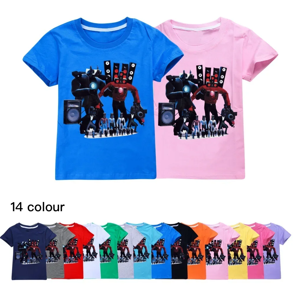 

2024 Summer Children Skibidi Toilet Game T Shirt Kids Cotton T-shirt Teenager Boys Casual Clothing Baby Girls Short Sleeves Tops
