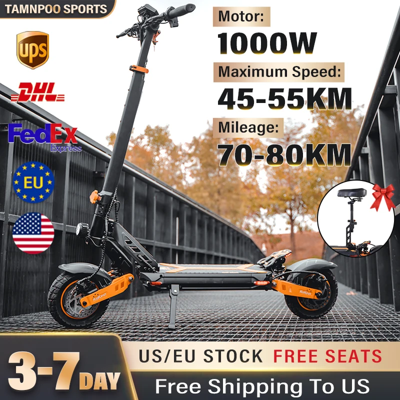 Electric Scooter For Adults 1000w Motor 20ah 48v Battery 55km/h Max Speed 80km Max Range