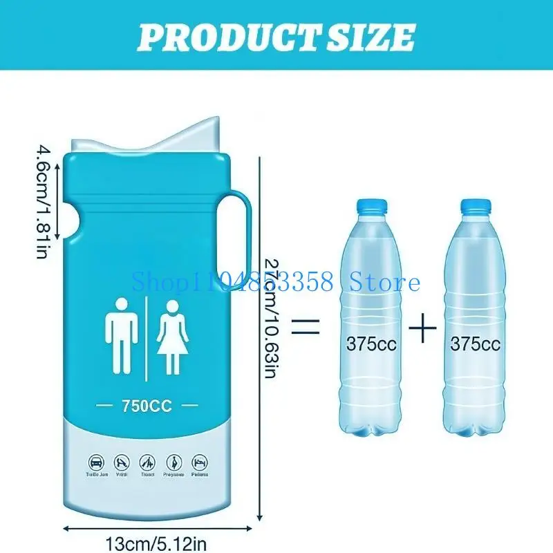652F 누출 방지 씰이 있는 캠핑 소변 주머니 750ml 성인용 여행용 소변 주머니