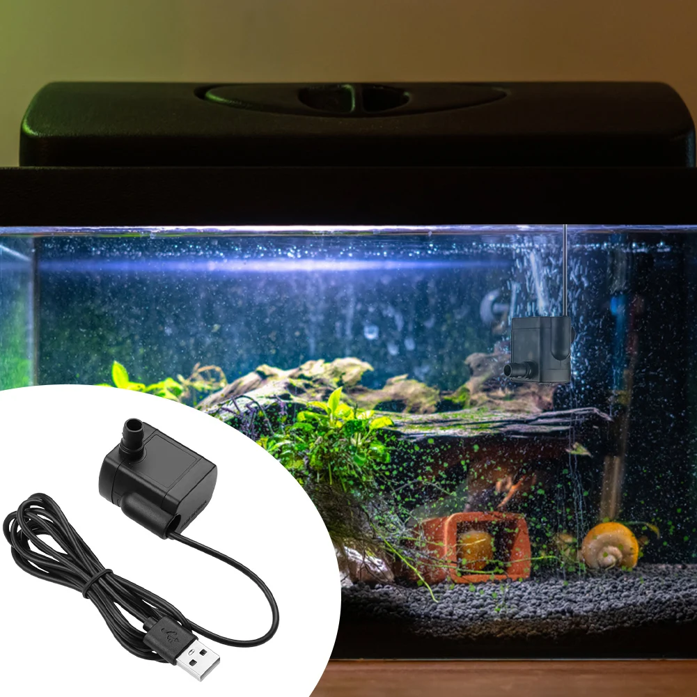 USB 수중 워터 펌프, 3.5-9V 브러시리스 모터, 소형 워터 펌프 리프트 1.5m, 수경 어항 분수용 조용한 워터 펌프