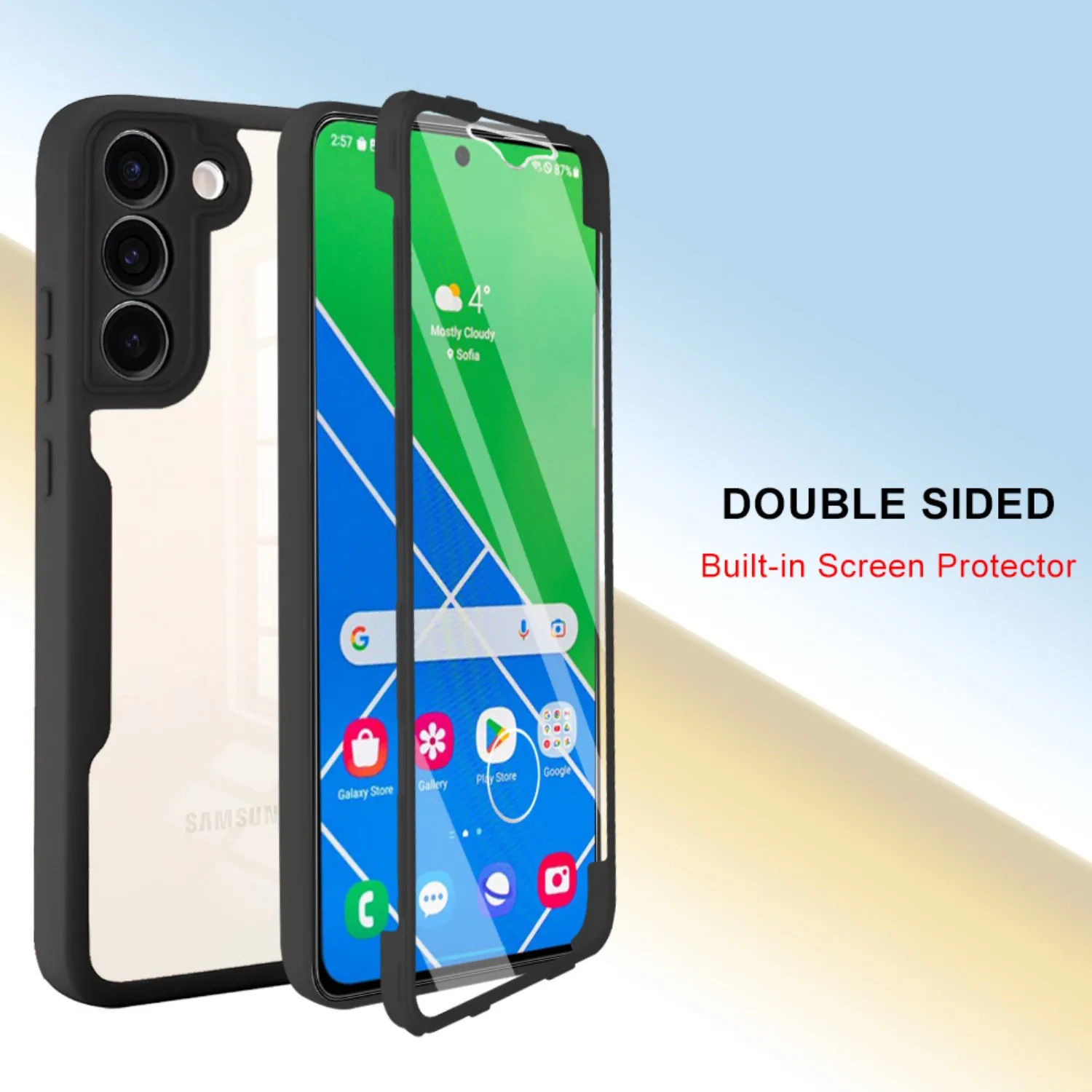 360° Shockproof Transparent Phone Case with Built-in Screen Protector