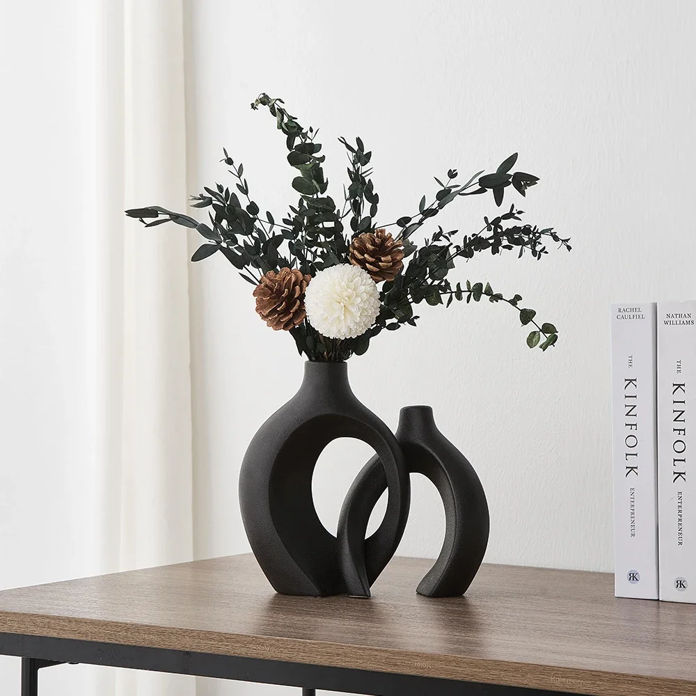 

Nordic Home Decor Art Vase Desk Ornaments Living Room Table Decorative Vases Interior Ceramic Vase Modern Flower Bottle Gift