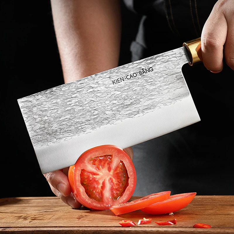Professional Kitchen Chef Knife Hand Forged Steel Meat Vegetables Slicing Knife Wide Blade Butcher Cleaver with Gift Box