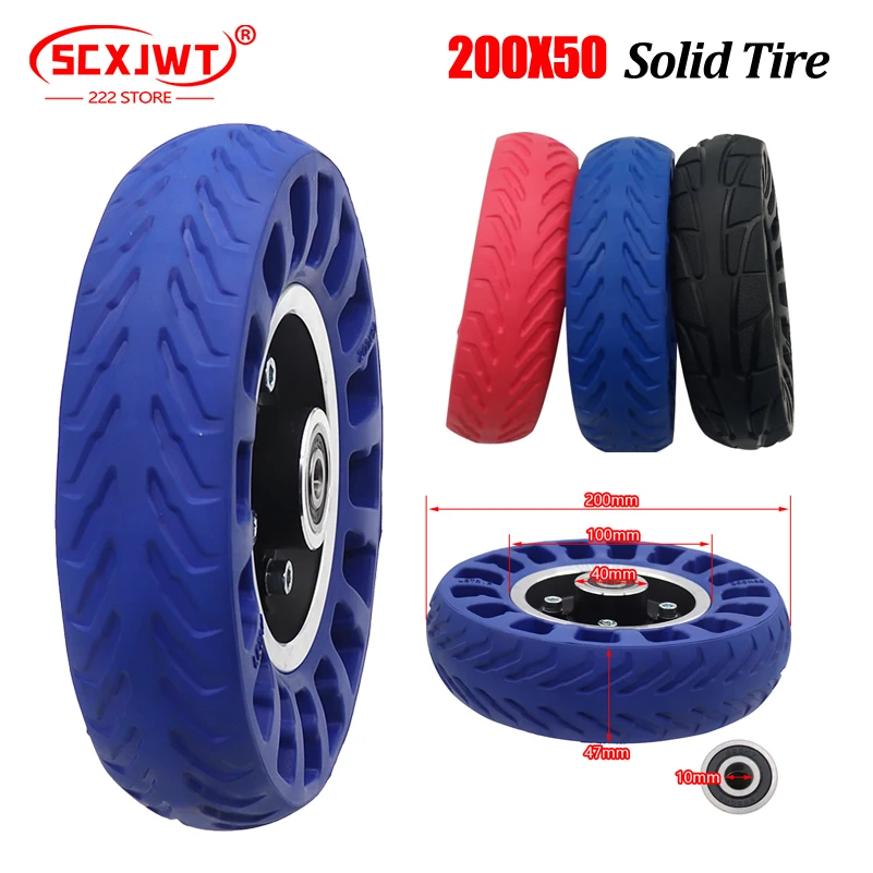 200x50 Solid Tire Wheels for 8 Inch Electric Scooter Non-pneumatic Tires with Alloy Rims Wheel Accessories