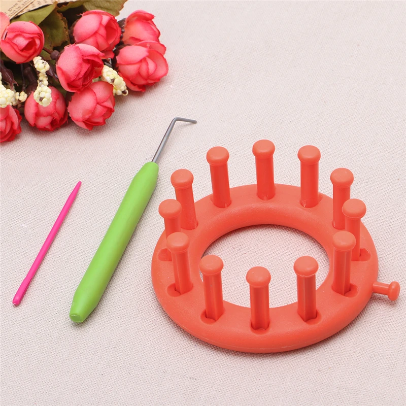 3pcs Reusable Circular Beginner DIY Tool Weaving Small Crochet Hook Manual  Hat Scarf Knitting Loom Kit Plastic Needle Home