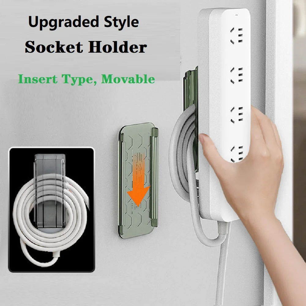 

Self-Adhesive Power Socket Strip Holder Punch Free Wall-Mounted Plug Fixer Cable Wire Organizer Power Strip Storage Holders Rack