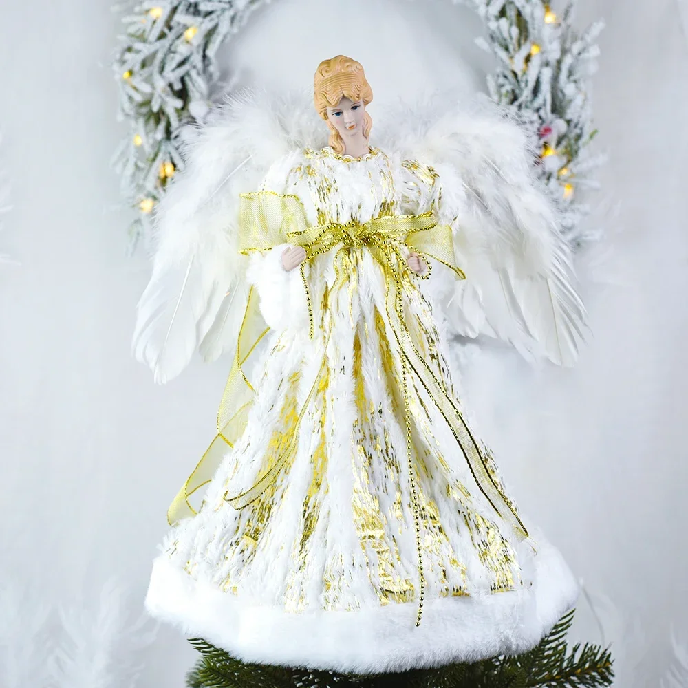 40cm Christmas Angel Doll Figurine Toy Treetop Ornaments Standing Birthday Natal Decorations Navidad Home Decor Christmas Tree Decoration Santa Claus Doll