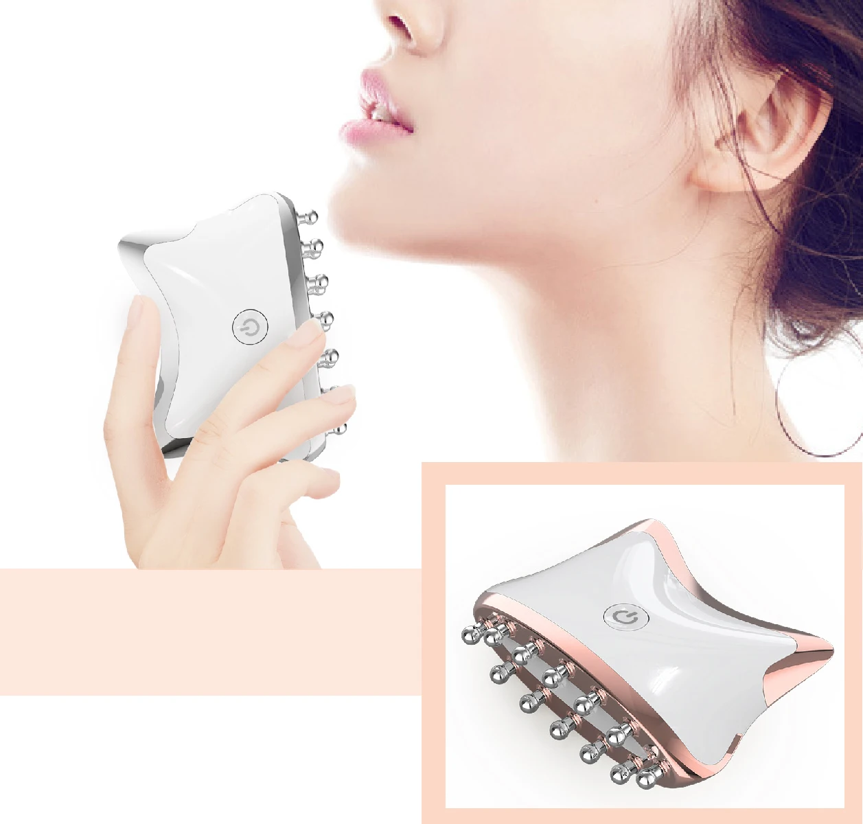 Portable Face Neck Body EMS massage Guasha LED Light Lifting Anti-Wrinkle Beauty Head Relaxation Massager Skin  Device массажер wellskins lifting guasha wx bj808