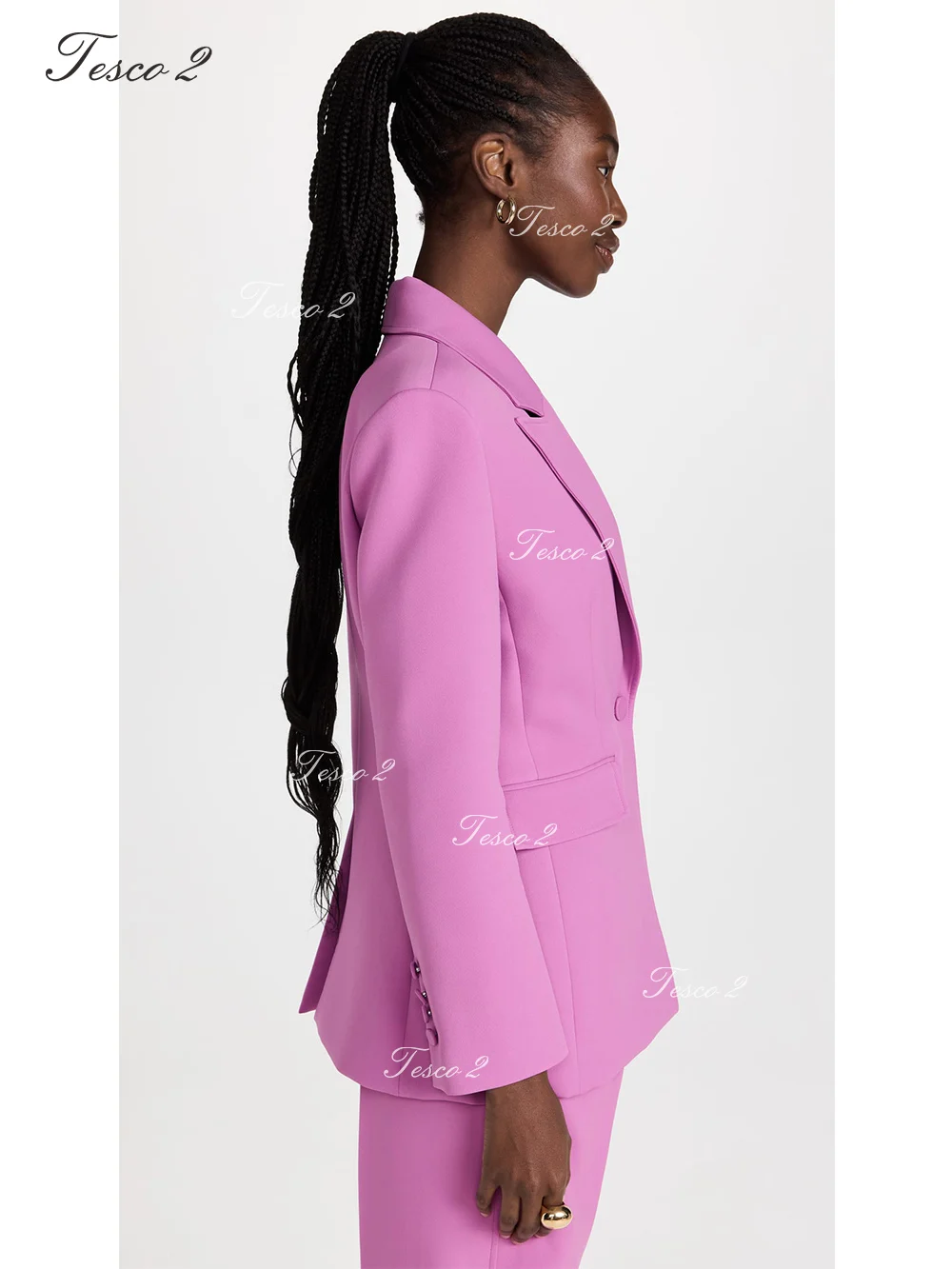 2 Pieces Single Button Peak Lapel  Women Suit Slim Long Wide Leg Pants Suit For Women For Wedding Party Suit