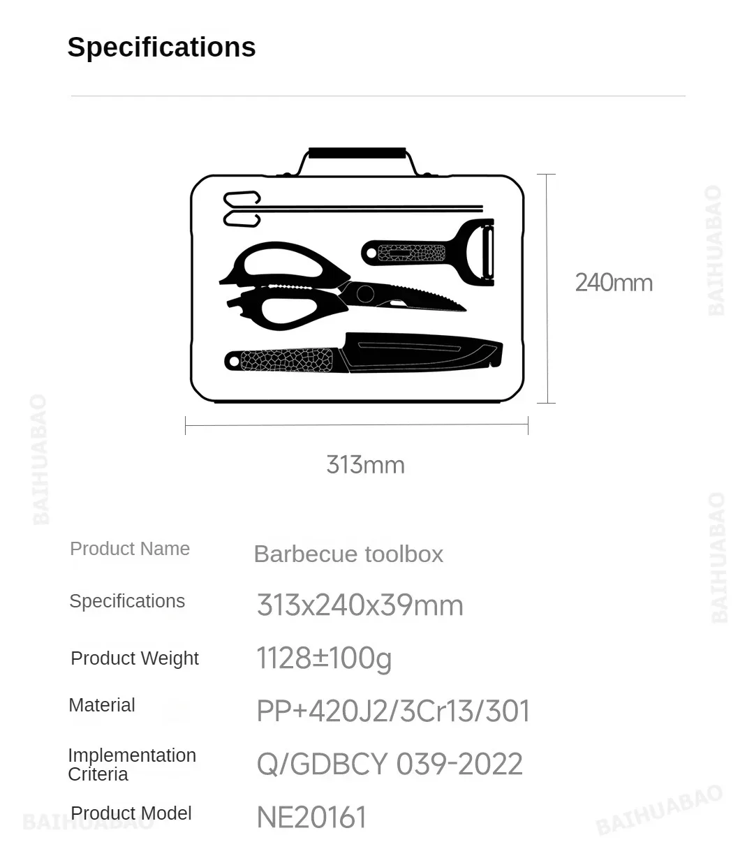 Nextool NE20161 BBQ Tool Set Outdoor Camping Picnic Knife description image 20