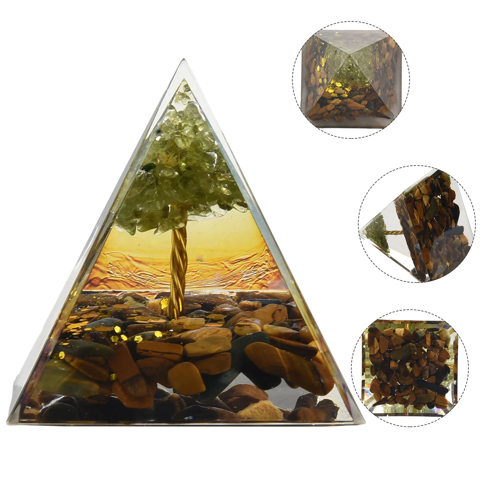 

~Crystals Stone Orgone Pyr~amid Energy Generator Natural~Amethyst Peridot Reiki Chakr~Meditation T~ol Room Dec~r Christmas Gift