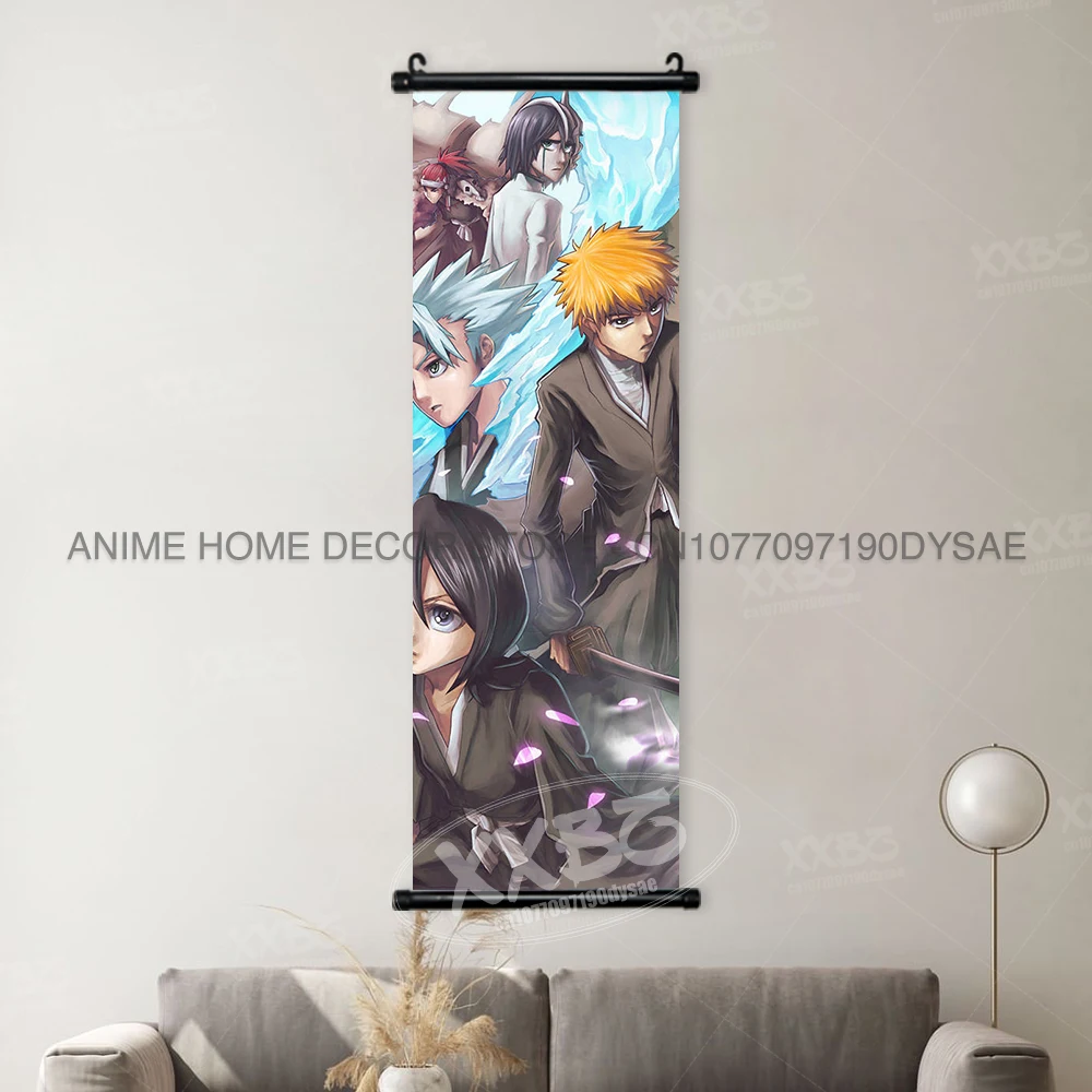 Bleach Anime Art Scroll: Ichigo & Orihime Decorative Wall Hanging
