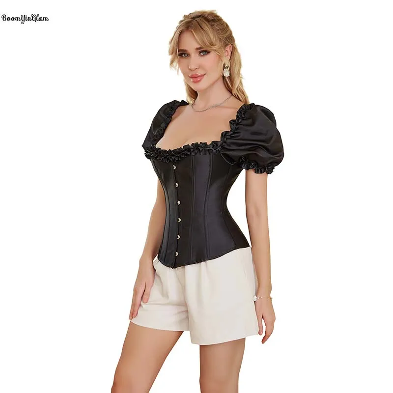 Plus Size S-6XL Front Busk Lace Tight Breast Lifter Bustier Puff