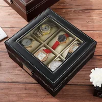 DELESYS-Boîte de montre en cuir PU avec serrure, boîte de rangement de montre de style traditionnel, étui cadeau, 2 emplacements, 3 emplacements, 4 emplacements, 5 emplacements, 6 emplacements, 8 emplacements, 10/12 em 2