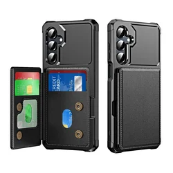 Luxury Leather Wallet Phone Case with Card Holder Cover - Samsung A17 (4G 5G) (Black)