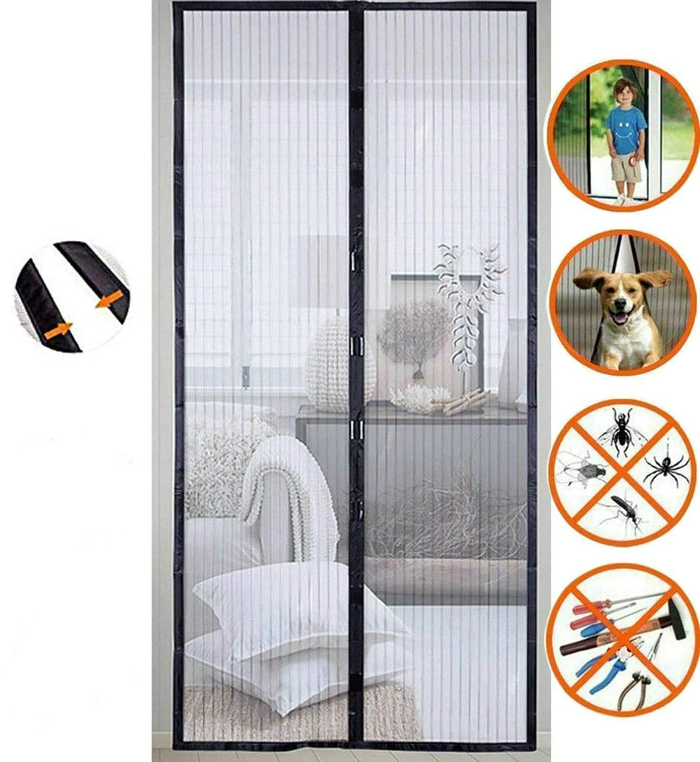Cortinas de 4 tamaños, de cifrado para puerta, imanes, cortina de puerta|Pantallas de y puertas| - AliExpress