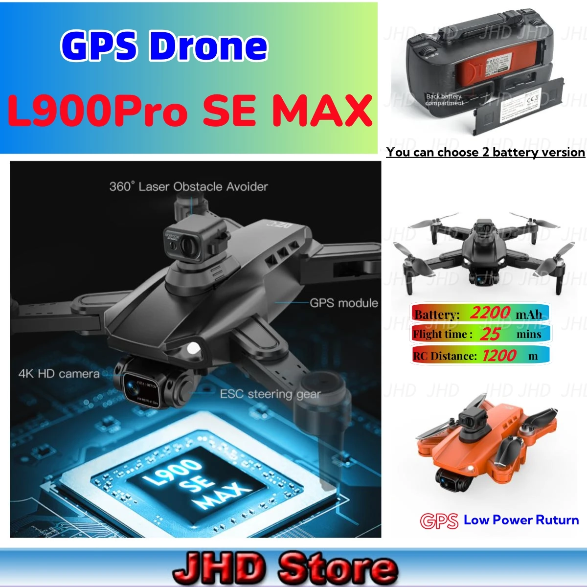 JHD LYZRC L900 PRO SE GPS Drone 4K Professional HD Dual Camera Dron ...