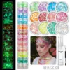 12 Layer Eye Nail Body Art Sequins Glow Chunky Glitter Loose Glitter with Gel for Christmas Halloween Makeup 6