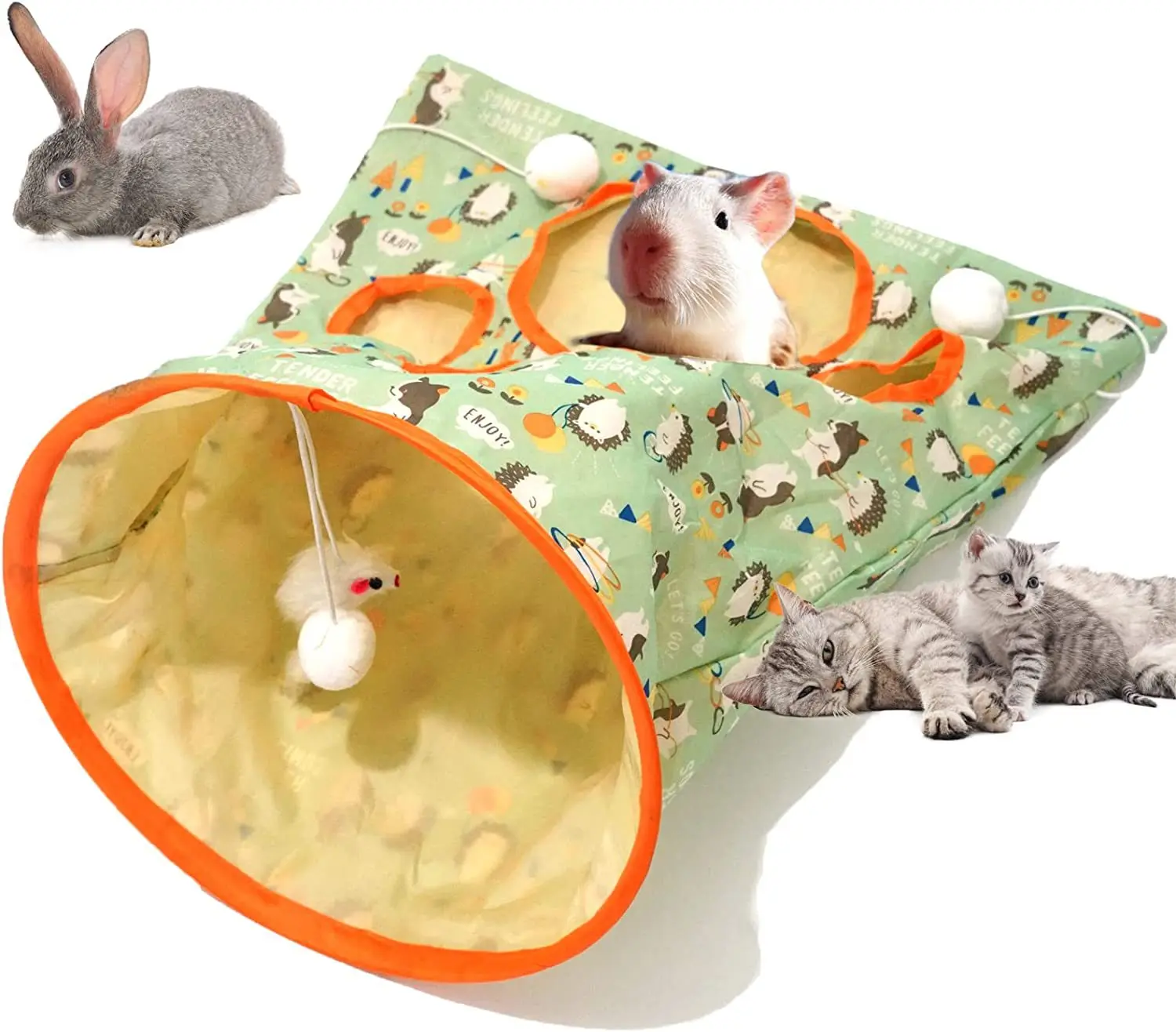 

Cat Tunnel Bag Pet Kitten Tunnel Small Animal Cat Play Toy Interactive Toys for Puzzle Exercising Hiding Training and Running