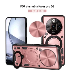 Heavy Duty Rugged Armor Phone Case with Magnetic Bracket and Slide Camera Protection Cover for ZTE nubia Focus Pro (JS pink)