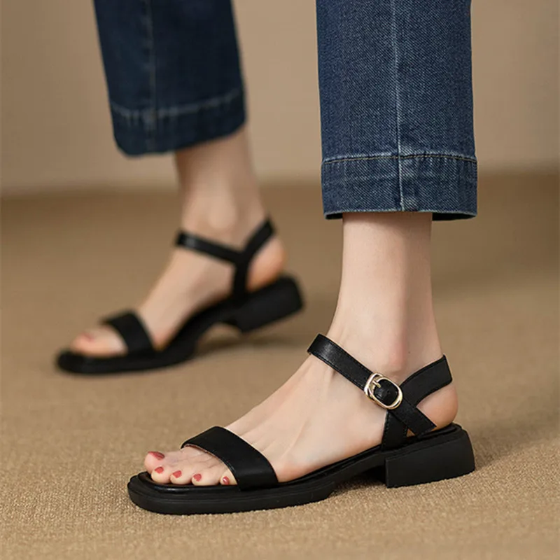 Summer Fashion Sandals Women Low Heels Elegant Open Toe Slingback Shoes for Women Non-slip Soft Sole women slingback sandals