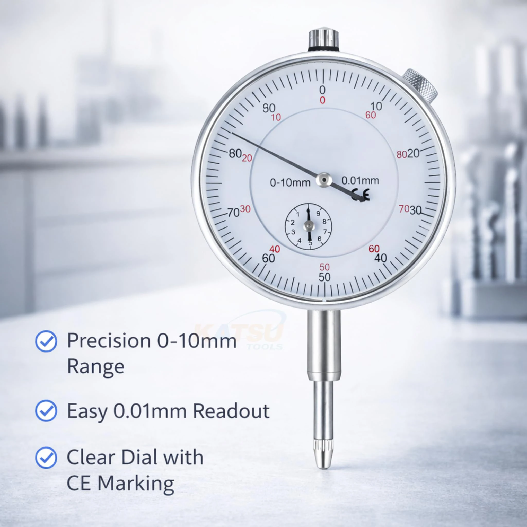 Messuhr mit Magnetfuß, fein einstellbarer langer Arm, 0-10mm, metrische Messuhr, professionelle Messuhr 0,01mm – Detail 3
