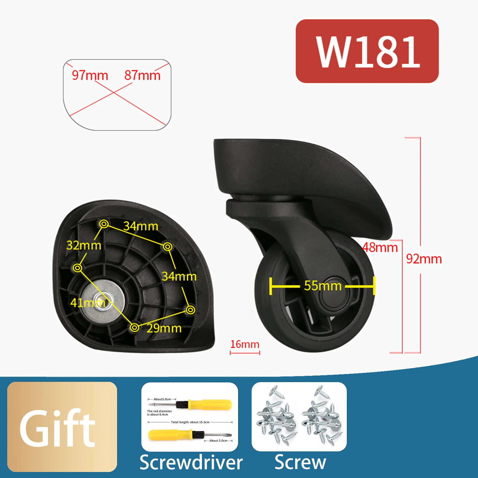 W181 Travel Suitcases With Wheels Shock-Absorbing Wear-Resistant Travel Suitcase Casters Noise Reduction Mute Luggage Repair Set