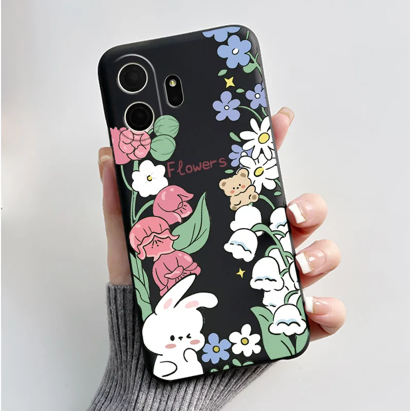 Black Silicone Shockproof Phone Case with Love Moon Pattern - Stylish and Protective Design