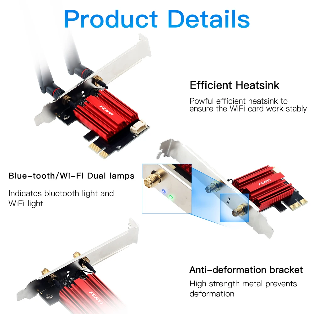 AC1200 WiFi PCIE Adapter 2.4Ghz/5Ghz Bluetooth FV-AC1200 Dual Band Wireless Lan