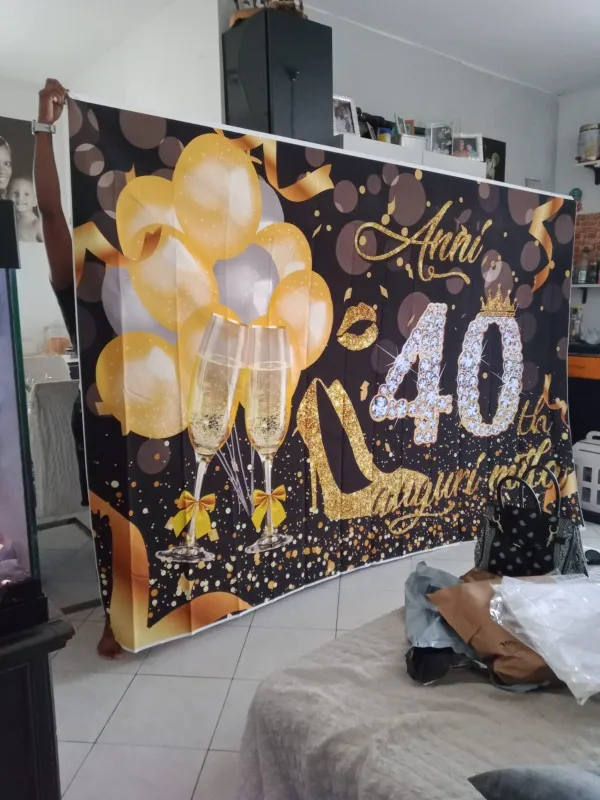 Photo Backdrop Happy Birthday For Women Men Boys Girls Gold Glitter Balloons Beer Wine Pink High Heels