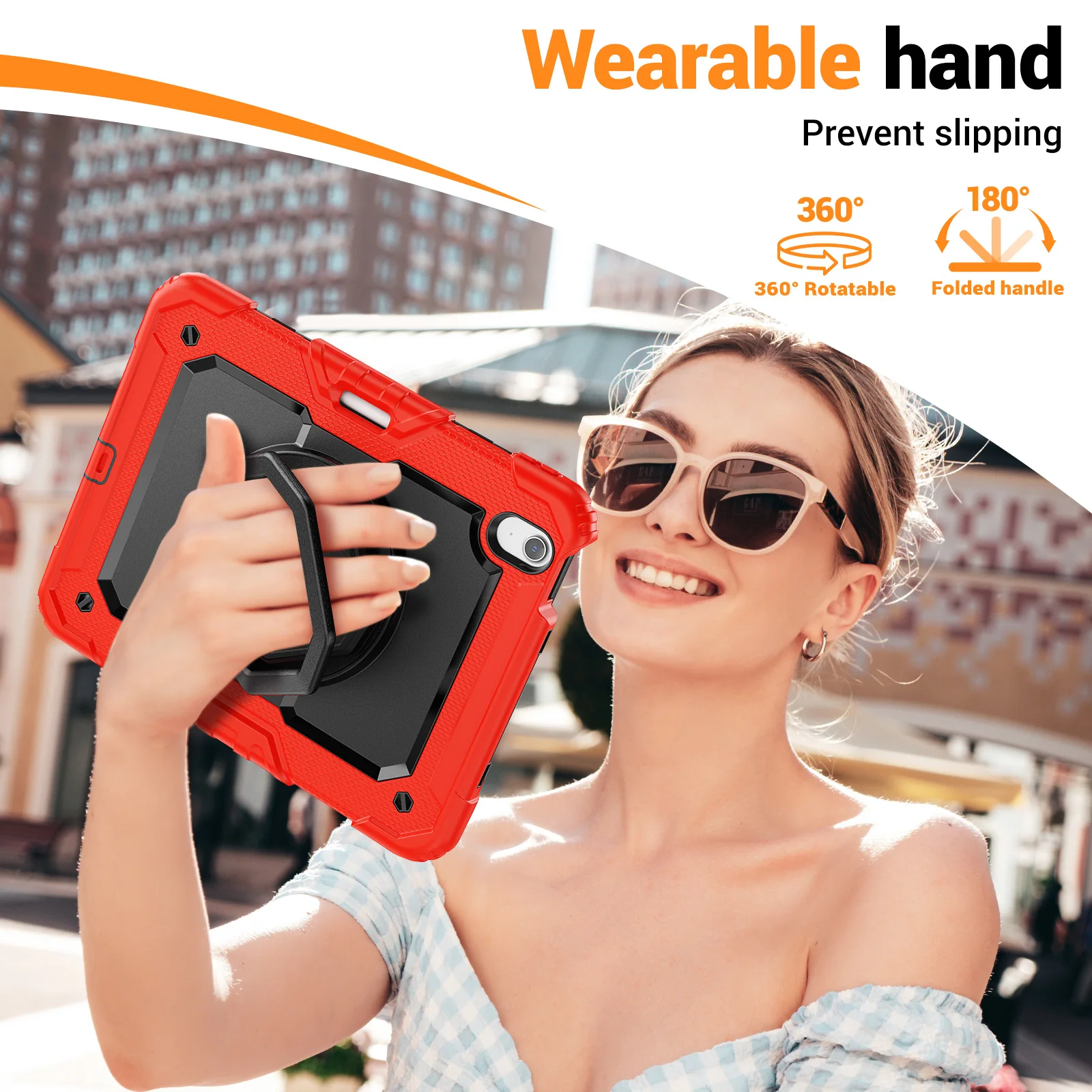 360° Rotating Kickstand Case with Detachable Hand Strap