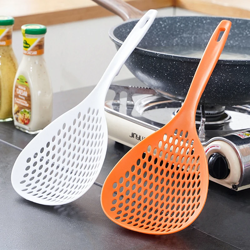 Kitchen Colander Nylon Long Handle Round Mesh Spoon Loo Noodle Dumpling Anti-scalding Spoon Household Large Colander
