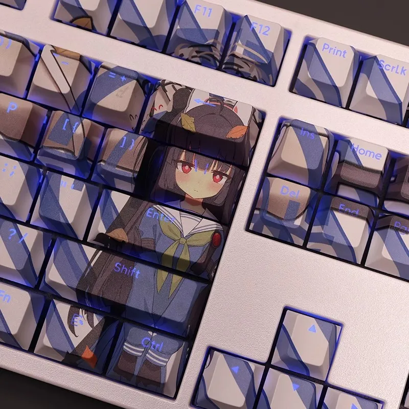 Teclado Retroiluminado Pbt Keycaps Anime Gaming Key Caps Azul Arquivo Kasumizawa Miyu Keycap Ansi 61 87 104 108 Conjunto de Chaves - Imagem 3