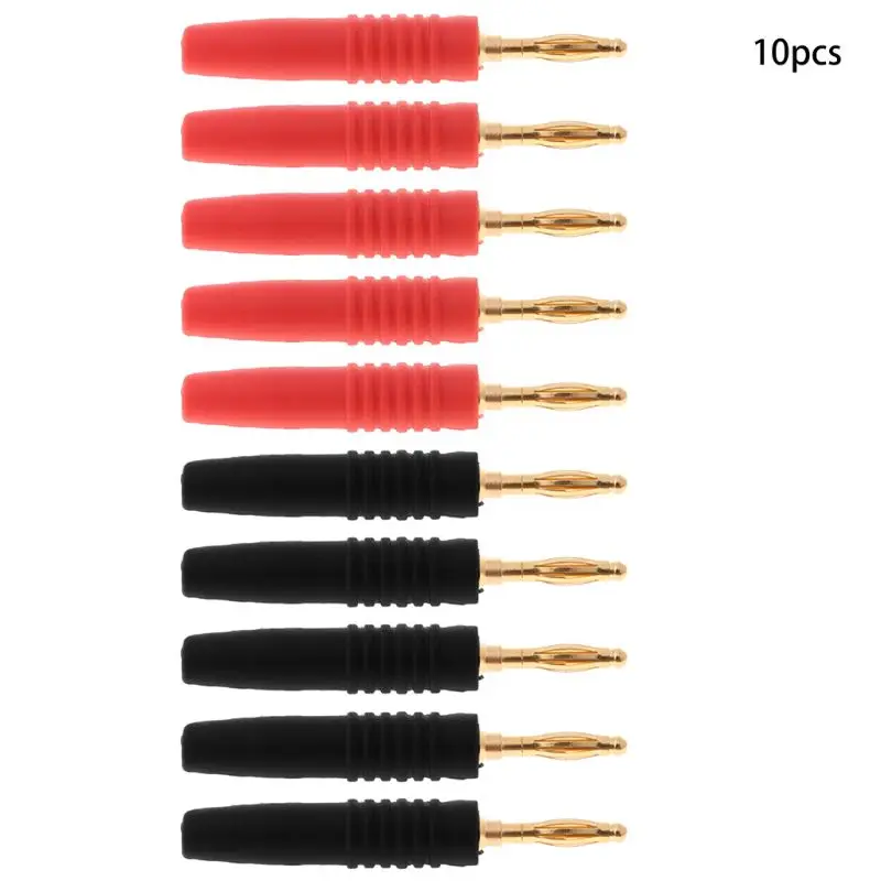 

10pcs 2mm Wire Cord Solder Type Male Banana Plug Connector Musical Speaker Cable Pin Adapter Gold Plated