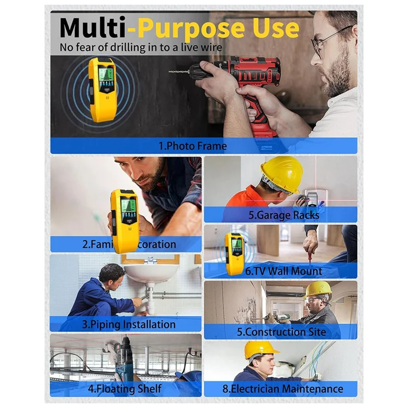ZIZI Stud Finder Wall Scanner,5IN1 Upgraded Accuracy LCD Display Wall Wood Metal Stud Finder Detector,Stud Sensor