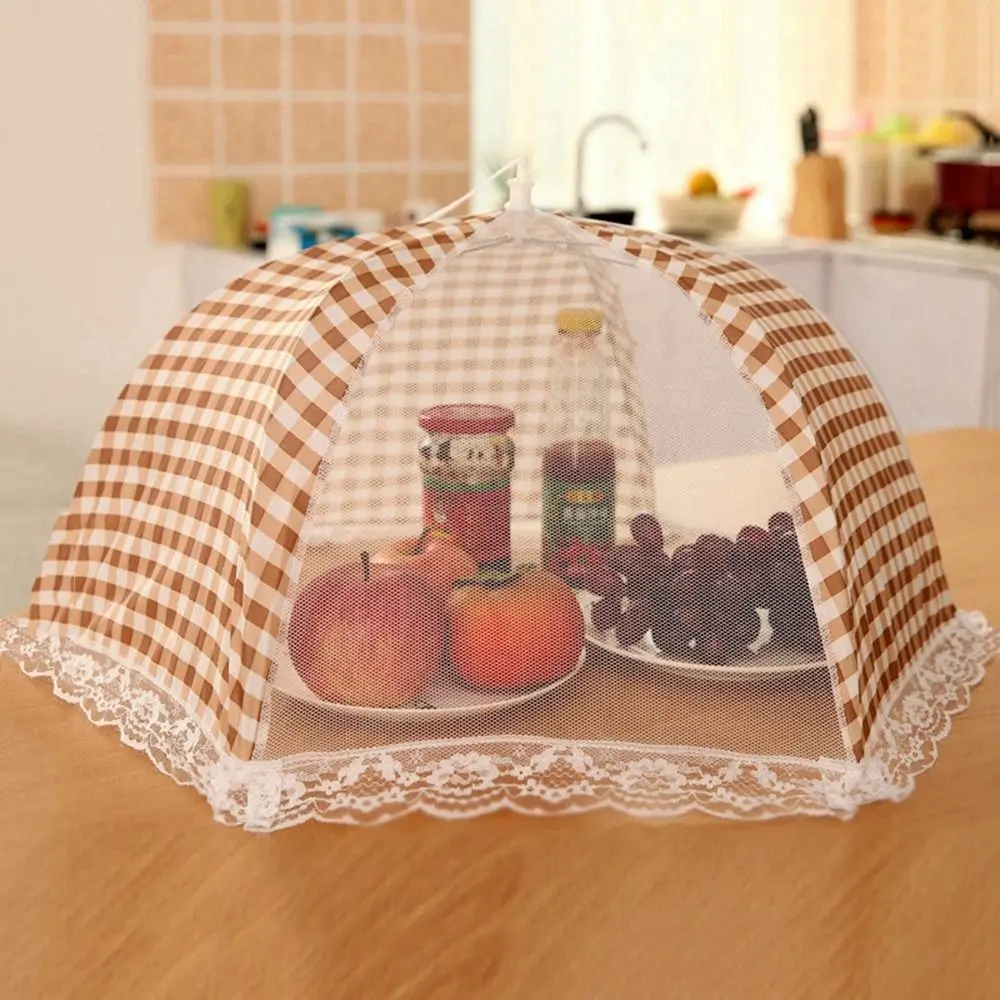 Creative Simple Anti-fly Dustproof Breathable Foldable Kitchen Accesssories Picnic Lid Food Cover Protective cover washable mesh screen protect food cover tent dome net umbrella picnic kitchen folded mesh anti fly mosquito umbrella