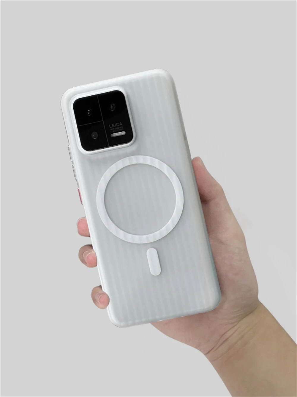Corrugated Pattern Magnetic Wireless Charging Clear Case - Matte Transparent Hard PC Cover