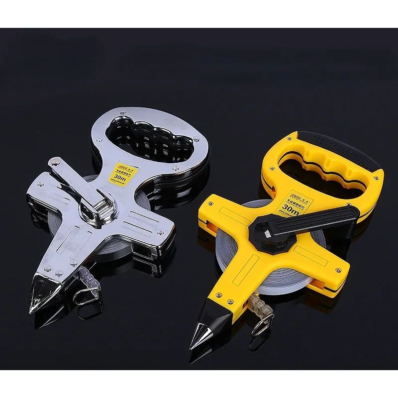 

30M 50M 100M Retractable Metric Tape Open Reel Long Steel Tape Measure Measuring Ruler Woodworking Tools
