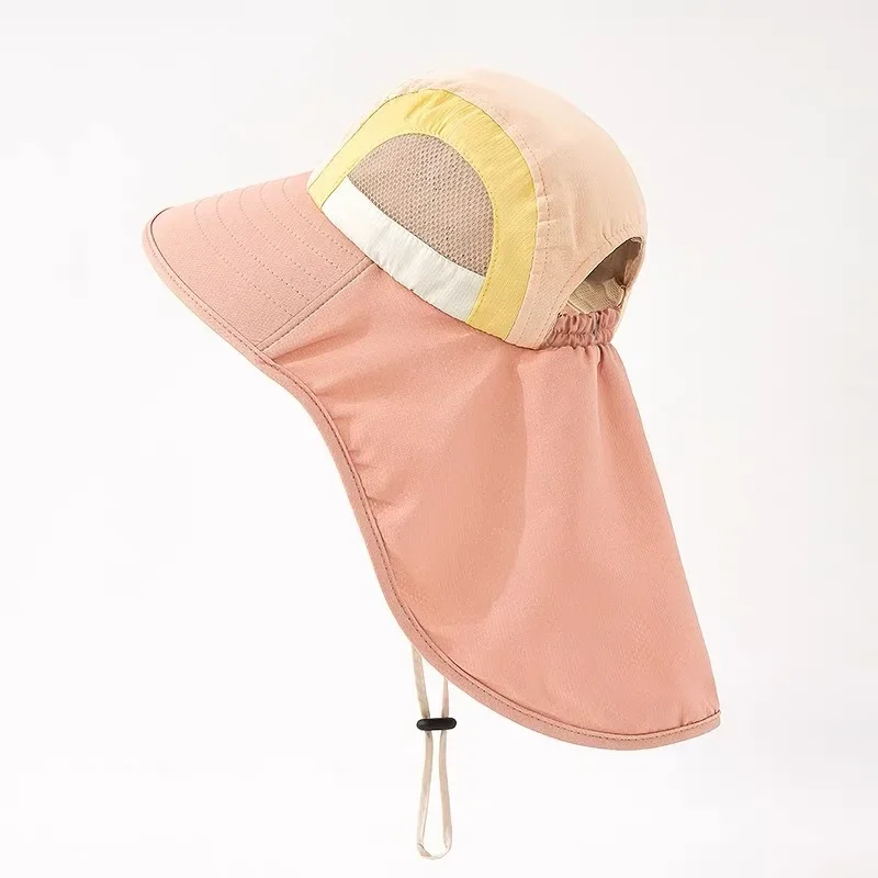 Summer Baby Sun Hat with Neck Flap UV Protection Strap Wide Brim Beach Hats Kids Bucket Hat Cap for Boys Girls Outdoor baby hat kids sun hat kids bucket hat