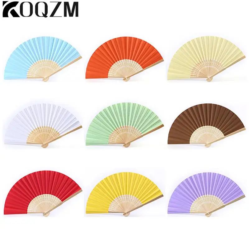 

Colorful Paper Fan Handheld Fan Blank White DIY Paper Bamboo Folding Fan Practice Calligraphy Painting Fan Wedding Party Decor
