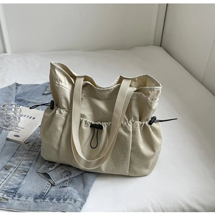 Large Capacity Tote Bag Fashion Shoulder Canvas Bag Work Commuting Bucket Bag