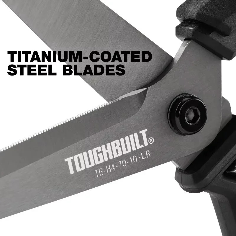 TOUGHBUILT TB-H4-70-10-LR 5-in Micro-serrated Open Handle Spring Assisted Scissors Hand Tools 3