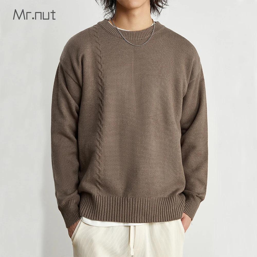 

Mr.nut Y2k Vintage Jacquard Knitwear Oversize Men's Luxury Winter Clothing Yarn Brown Sweater Male Jumper Jersey Pullovers Haraj