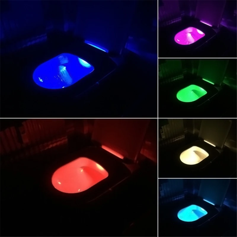8/16 Colors Toilet Sensor Lights Intelligent Induction Bathroom LED Body Motion  Activated on/Off Seat Sensor Night Light