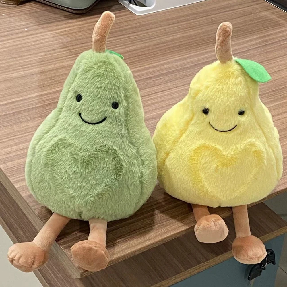 23CM High Appearance Level Super Soft Fruit Pear Plush Toy Cute Green Yellow Kawaii Doll For Children's Birthday Christmas Gift merry christmas green red