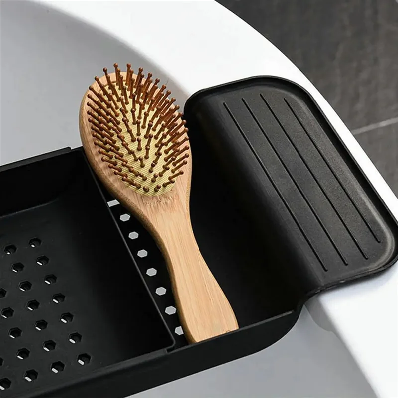 Bath Tub Tray Extendable Draining Bath Tray Space-Saving Household Bathtub Shelf Small Storage For Towels Glasses