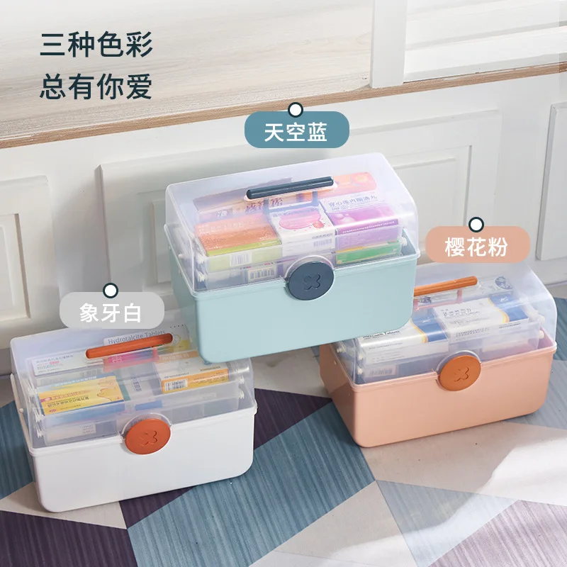 

3 Layers Extra Large Capacity Family Medicine Organizer Storage Box Portable First Aid Kit Container Emergency Pharmacy Box